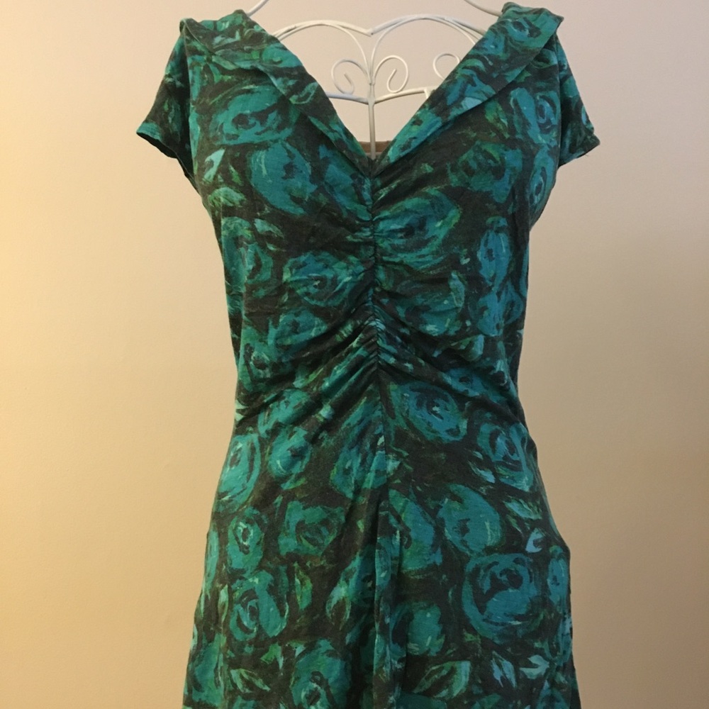 Teal Floral Print Top